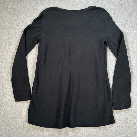 J. Jill Pure Jill Black Sweater High Low Hem Womens Small Knit Long Sleeve Tunic - Picture 7 of 8